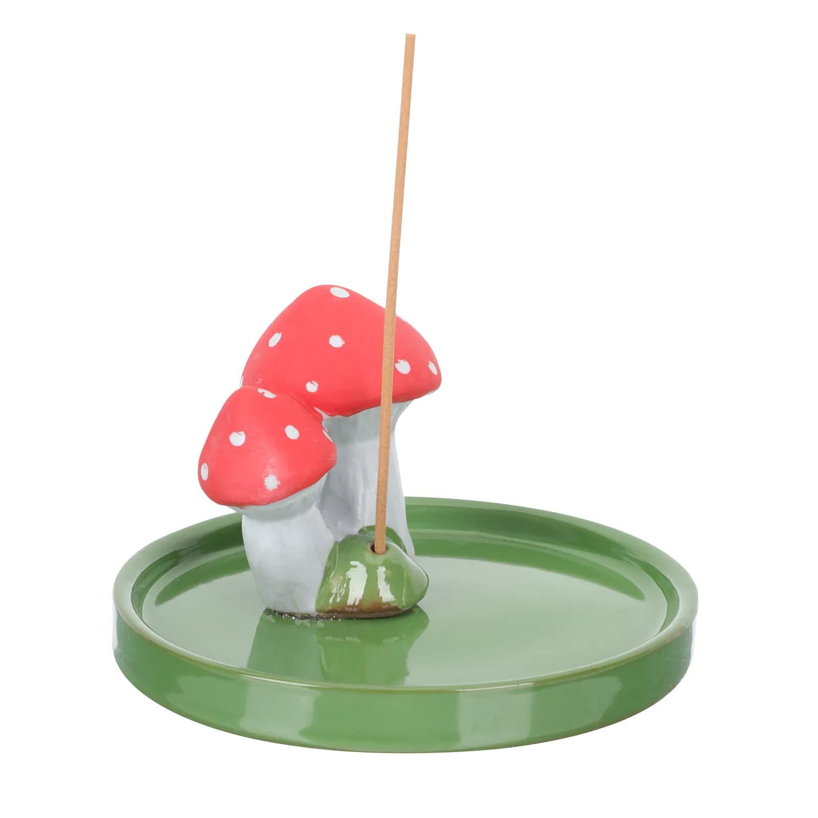 Porta Incenso in Ceramica a Forma di Fungo, Superficie Liscia e Lucida, Decorazione da Scrivania, Supporto per Bastoncini d'Incenso