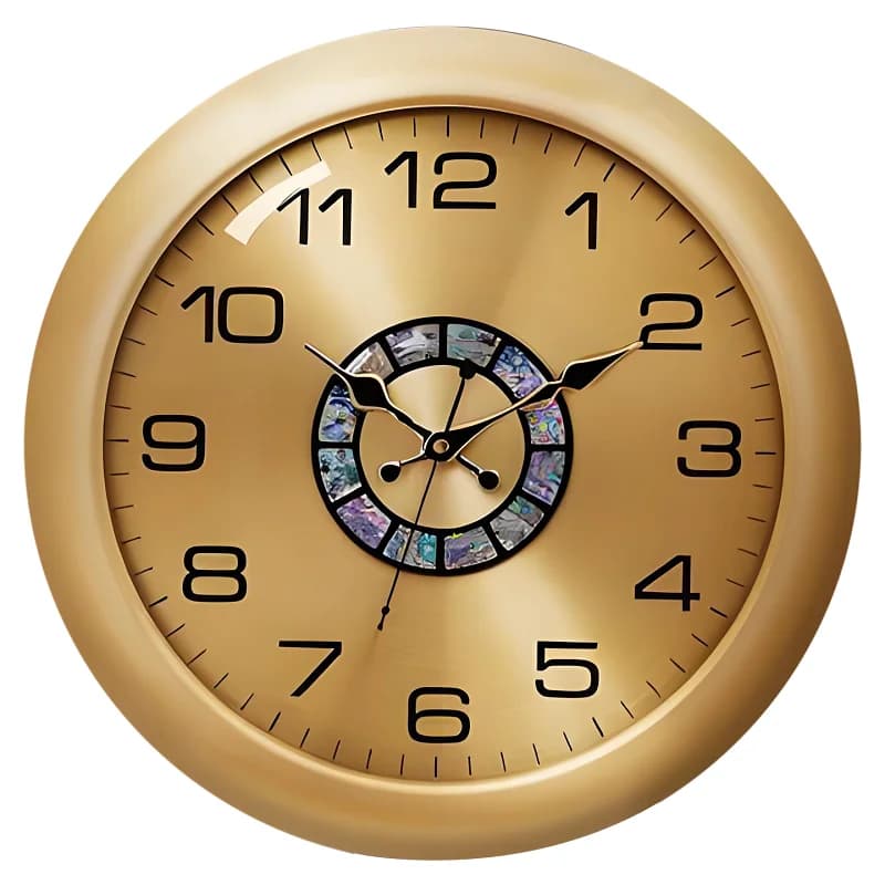 Light luxury high-end brass wall clock living room home luxury when hanging on the wall clock large round silent