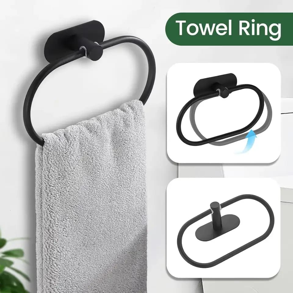 Portasciugamani per Bagno Senza Foratura, Supporto in Acciaio Inox, Accessori Bagno, Portarotolo Carta Igienica, Portasciugamani