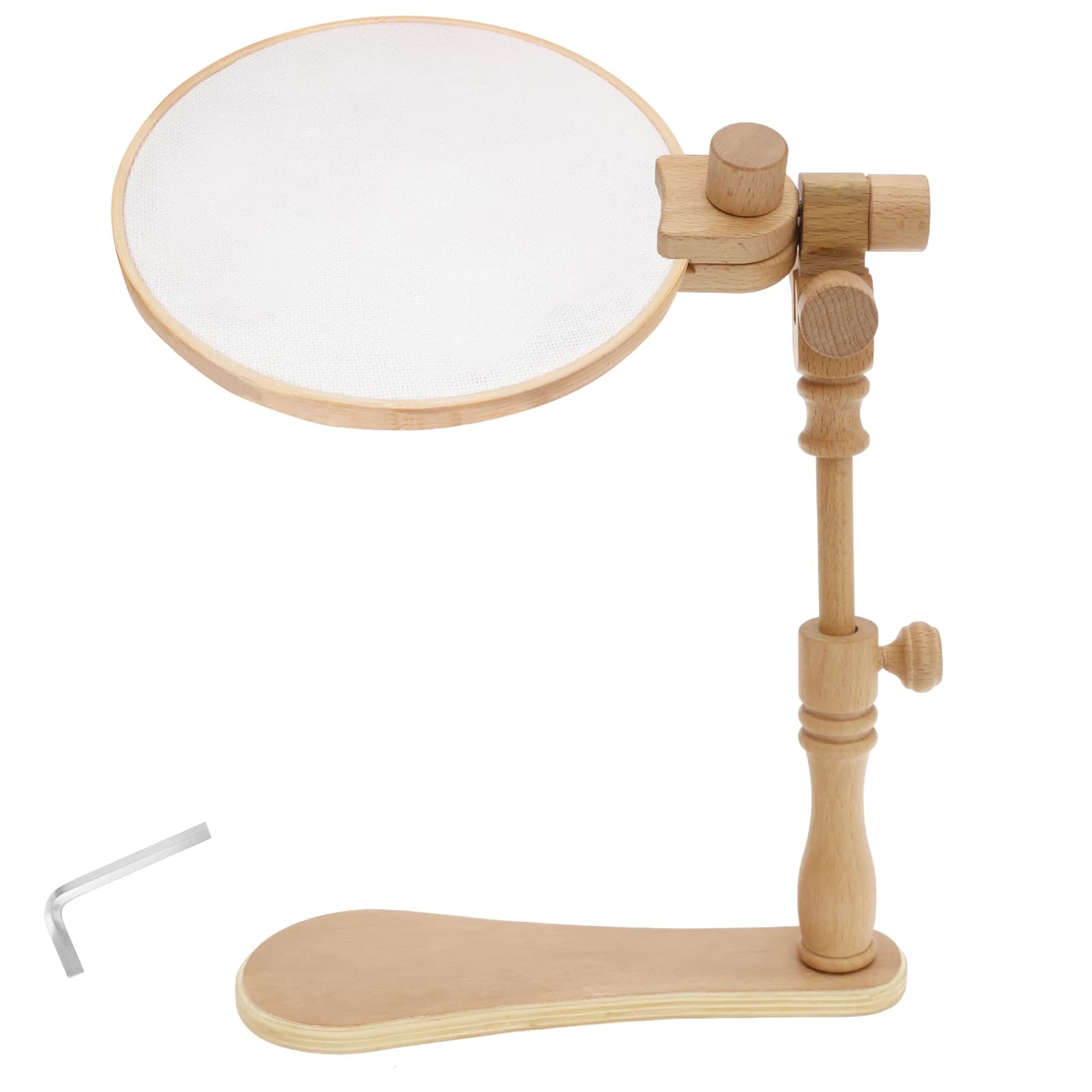 Supporto per cerchi da ricamo Mani regolabili Supporto per punto croce Supporto versatile in legno di faggio Supporto per cerchio rotante Strumento per ricamo