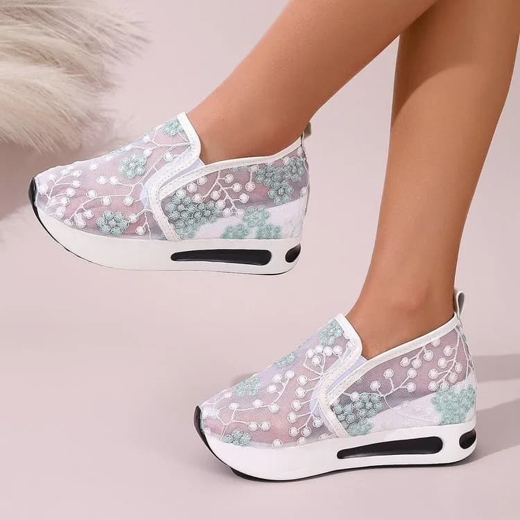 Lace Flats Platform Women Sport Shoes Mesh Breathable Sneakers 2026 Summer New Casual Sandals Running Beach Rocking Dance Shoes