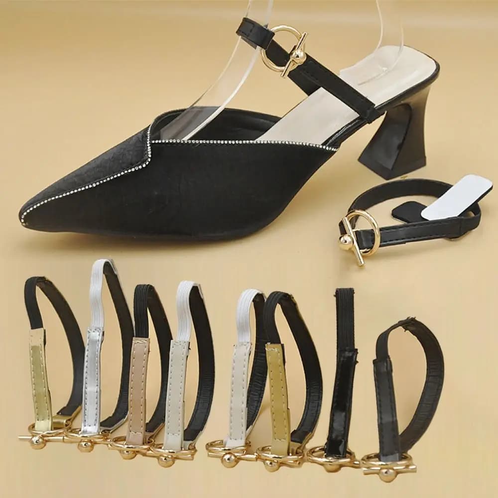 Cinturini per Scarpe con Fibbia Staccabile, Elastici Antiscivolo per Fissare Tacchi Scivolati, Cinturini per Scarpe con Fascia Elastica alla Caviglia