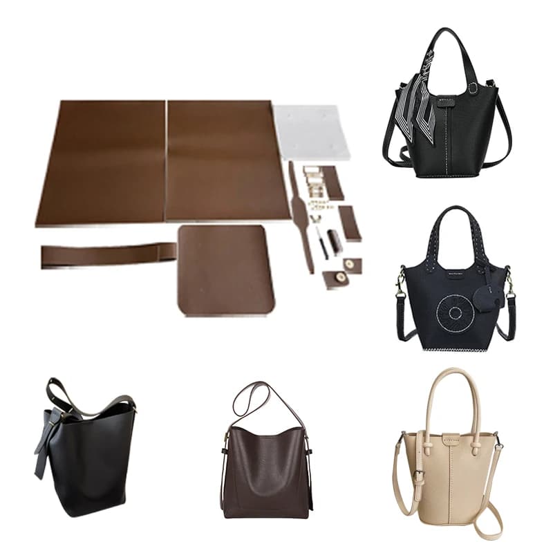 Borsa a secchiello in PU di nuovo arrivo con tracolla Kit borsa fai da te fatta a mano Set materiale inferiore Regalo cucito a mano fatto in casa