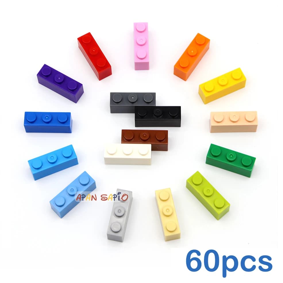 60 pz FAI DA TE Building Blocks Figure Spesse Mattoni 1x3 Punti Educativi Formato Creativo Compatibile Con 3622 Giocattoli di Plastica per I Bambini