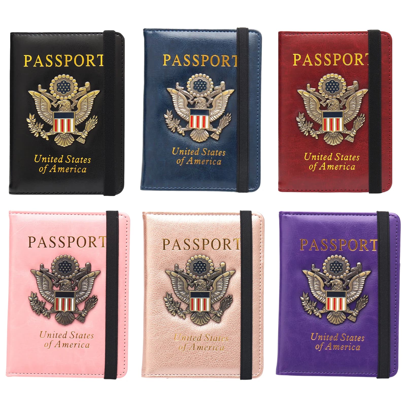 RFID Blocking Passport Holder for Women Men PU Leather Passport Cover Wallet with 3D Metal Badge Essential for Business Travel