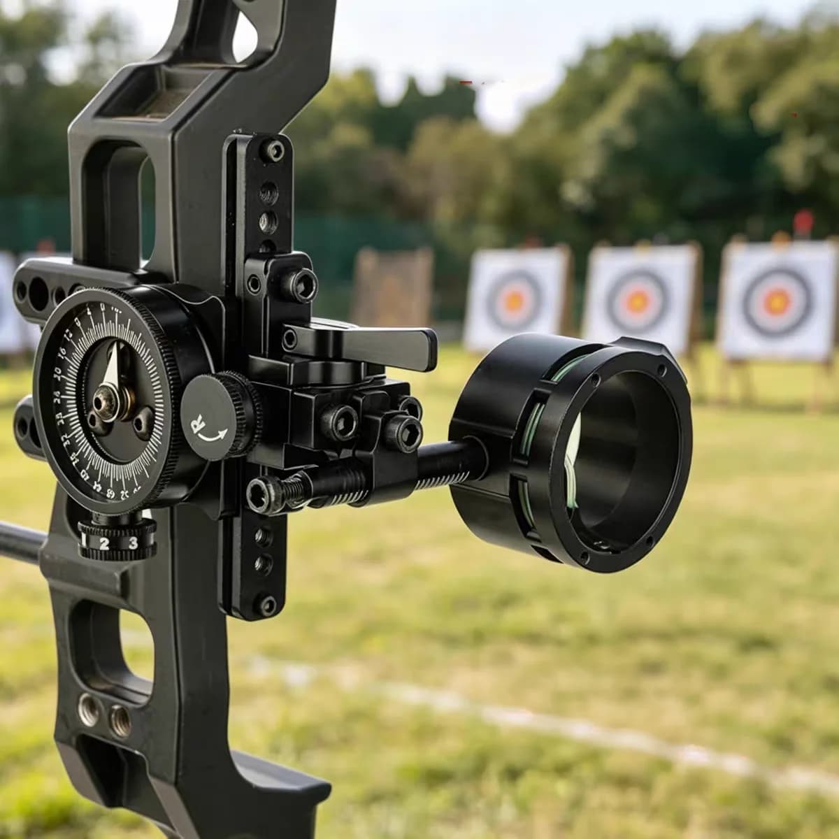 Compound Bow Sight with 6X/8X Interchangeable Lenses, Single Pin Archery Sight, Aluminum Alloy Bow Sight for Target Shooting & O