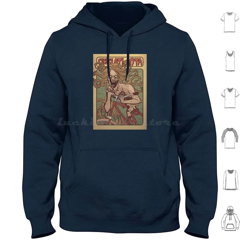 Felpa con cappuccio da zombie in cotone a maniche lunghe Zombie Art Nouveau Mucha Walking Dead Horror Halloween Monster Pop Culture