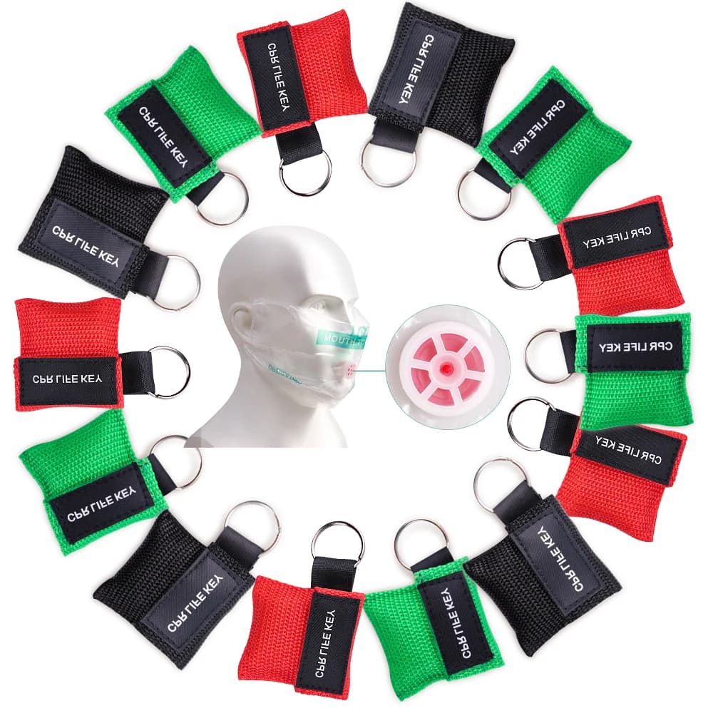 Maschera Protettiva CPR da 1-10 Pezzi, Maschera Professionale per Rianimazione d'Emergenza, Strumenti Sanitari con Portachiavi per Primo Soccorso e Soccorso all'Aperto
