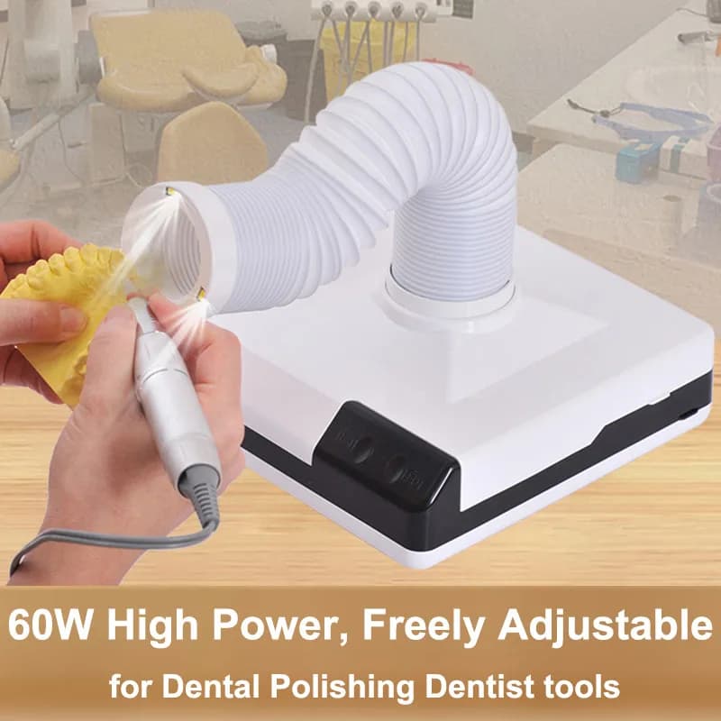 60W LED Dental Powder Vacuum Cleaner, Powder Collar, Dental Laboratory Extractor, Dental Polishing Powder Suction Machine, Dentist Tools