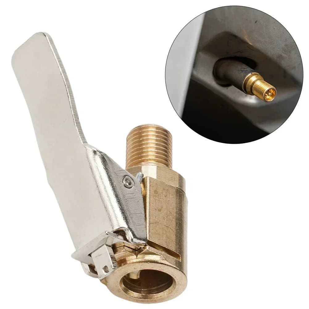 Connettore gonfiabile per auto Accessori pratici per valvole di gonfiaggio pneumatici per auto Clip per pompa d'aria Connettore adattatore rapido per ugello in metallo puro