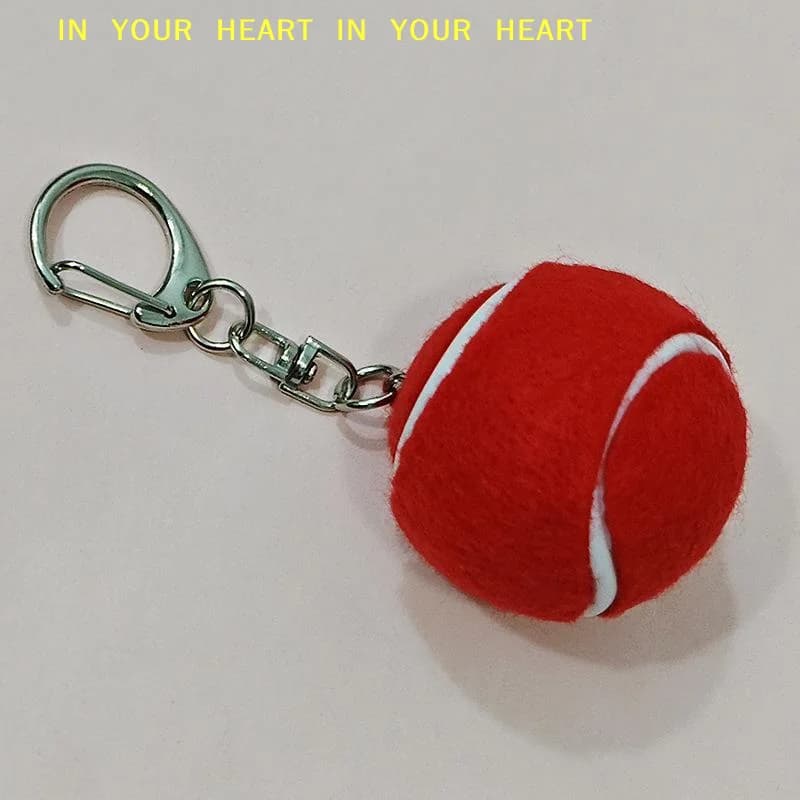 【X】Tennis Ball Key Chain Cute Sports Design Metal Clasp Bright Multicolor Pendant for Backpack Car Key Daily Use