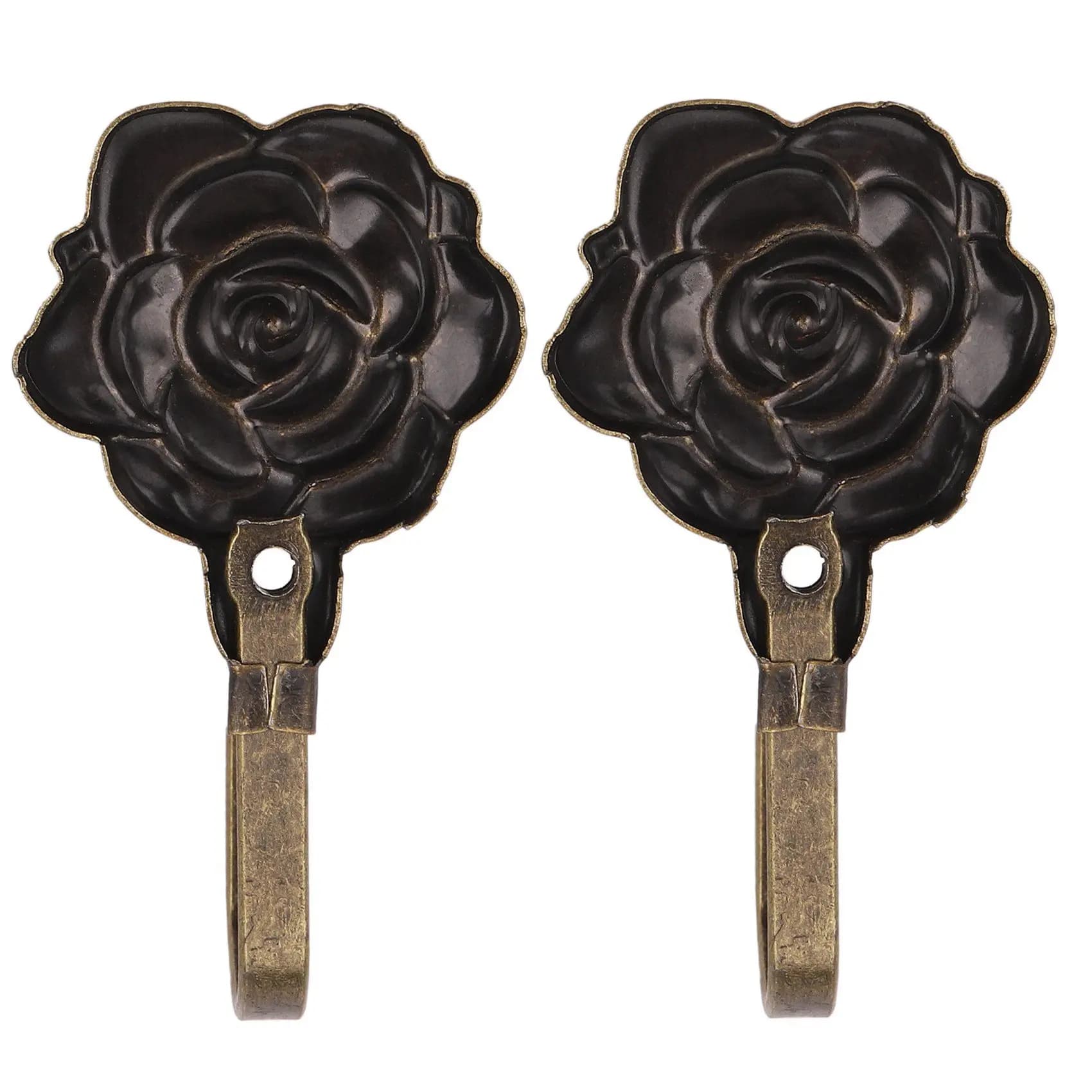 AT05-8Pcs Metal Rose Flower Curtain Tie Back Tieback Holders Wall Hooks Decor