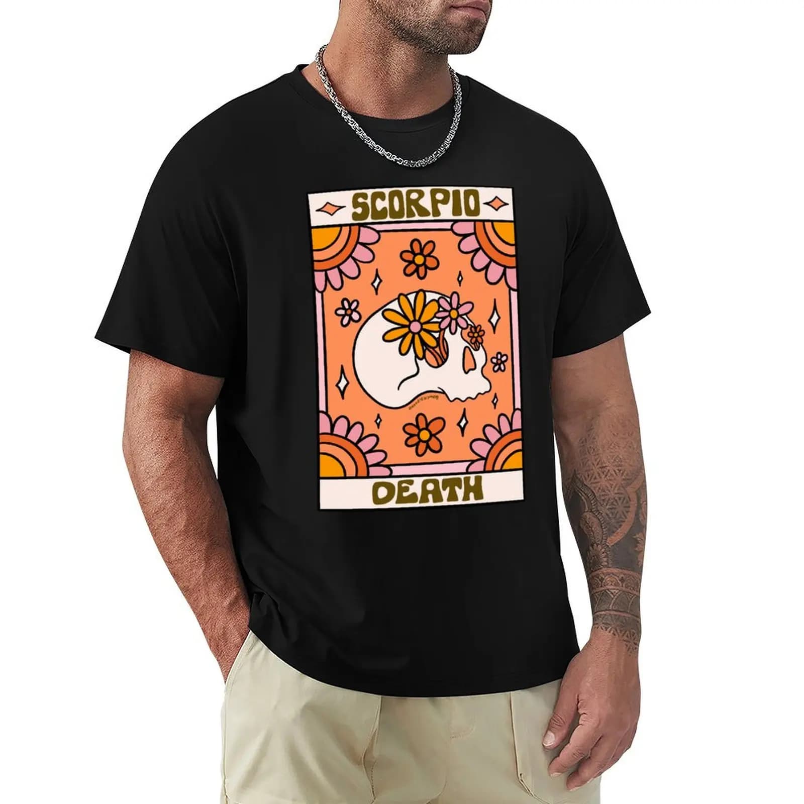 T-shirt con pannello in rete traspirante con carta dei Tarocchi Scorpione
