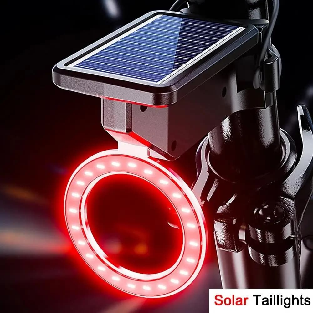 Luce Posteriore Solare per Bicicletta con Sensore Intelligente, Lampada Posteriore Ricaricabile, Luce di Sicurezza per Ciclismo Notturno, Accessori per Bici
