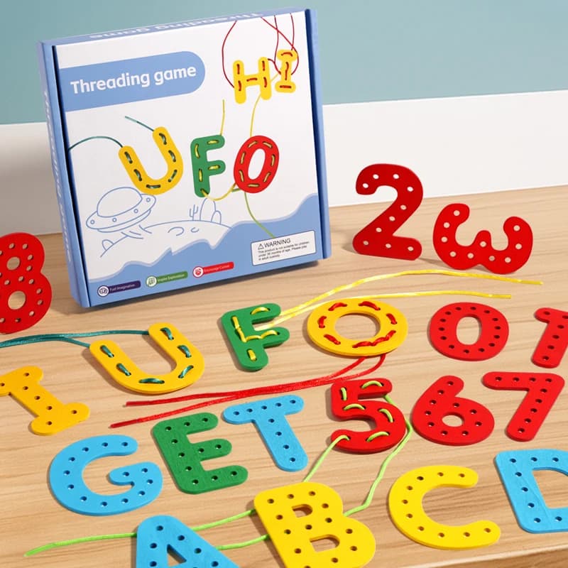 Alphabet Number Threading Toy, Learn While Playing, Develop Motor Skills and Concentration, Ideal Kids Festival Gift