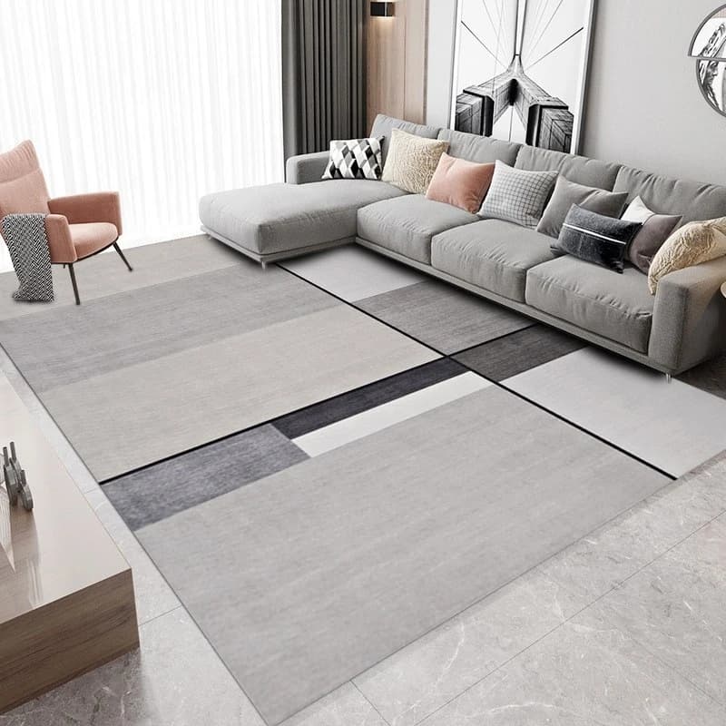VIKAMA Tappeto Moderno Geometrico in Velluto Cristallo per Soggiorno, Divano, Tavolino, Antiscivolo, Facile da Pulire, Tappeto per Camera da Letto, Arredamento Casa