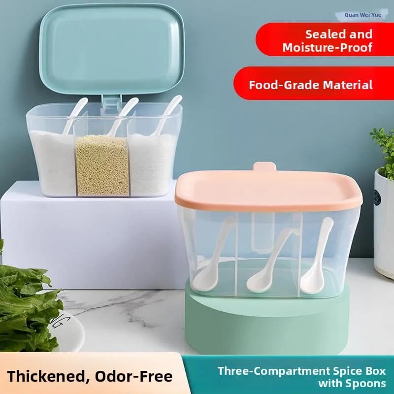 Kitchen Storage Spice Box Set Multi-Grid Home Use Plastic Material Creatively Designed Salt Pepper Seasoning Bottle Holder