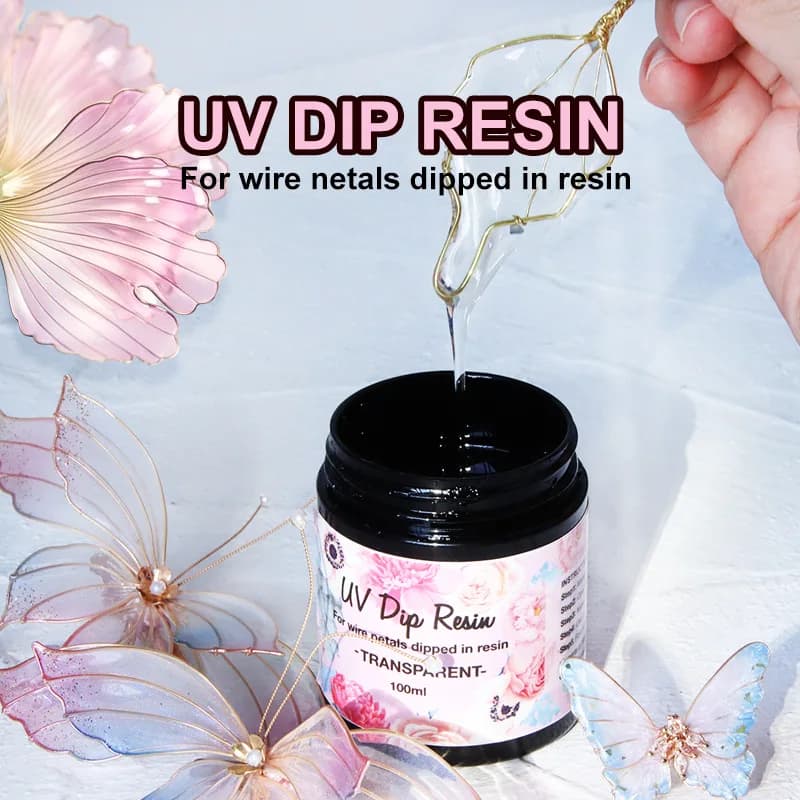 Colla in resina UV DIP Liquido per la creazione di fiori UV con luce per metalli metallici metallici immersi in resina Cristallo UV Cura Copricapo Creazione di gioielli