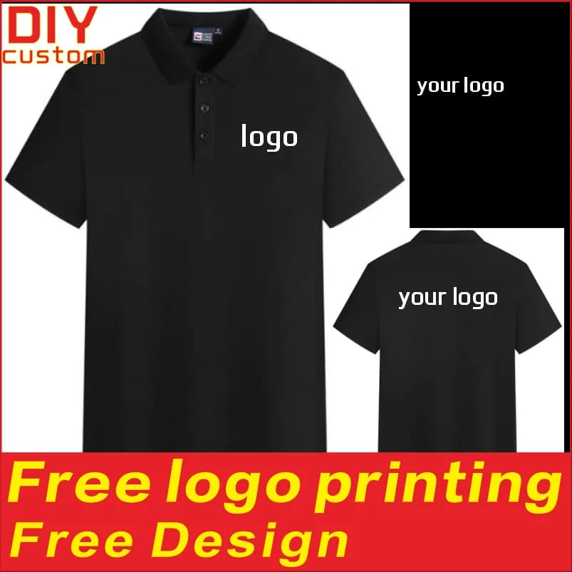 Men's and women's t-shirt in solid wrinkle resistant, polo, printed logo, embroidery, breathable workwear, customization