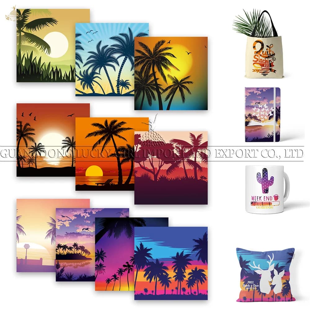 Lucky Goddness Transfer Paper Ink 12*12 In Coconut Tree Pattern sublimazione Transfer Paper Heat for t-shirt Easy Press Cut