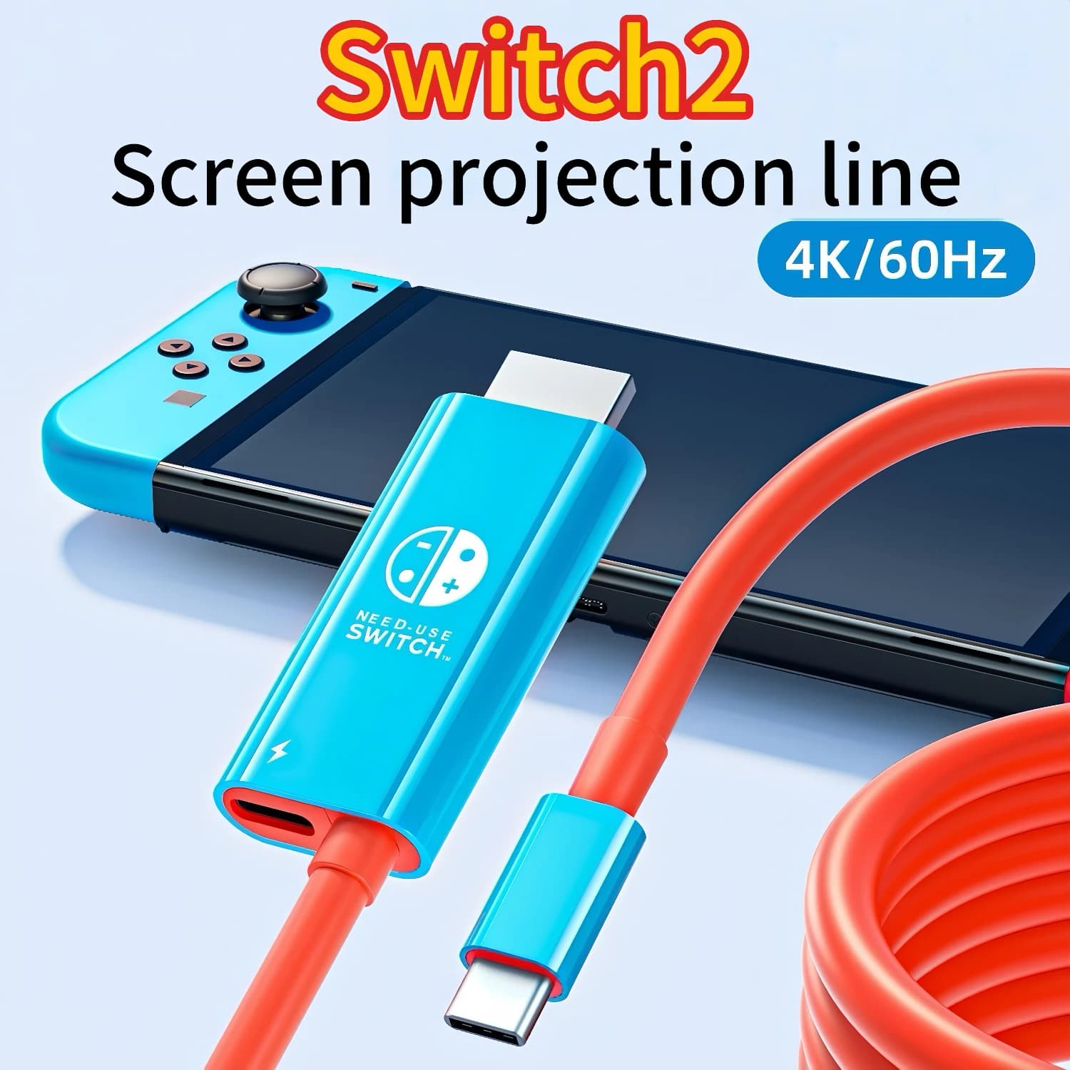 Switch 2 Cavo adattatore HDMI HD Switch 2 cavo proiezione rosso e blu Switch 2 cavo video