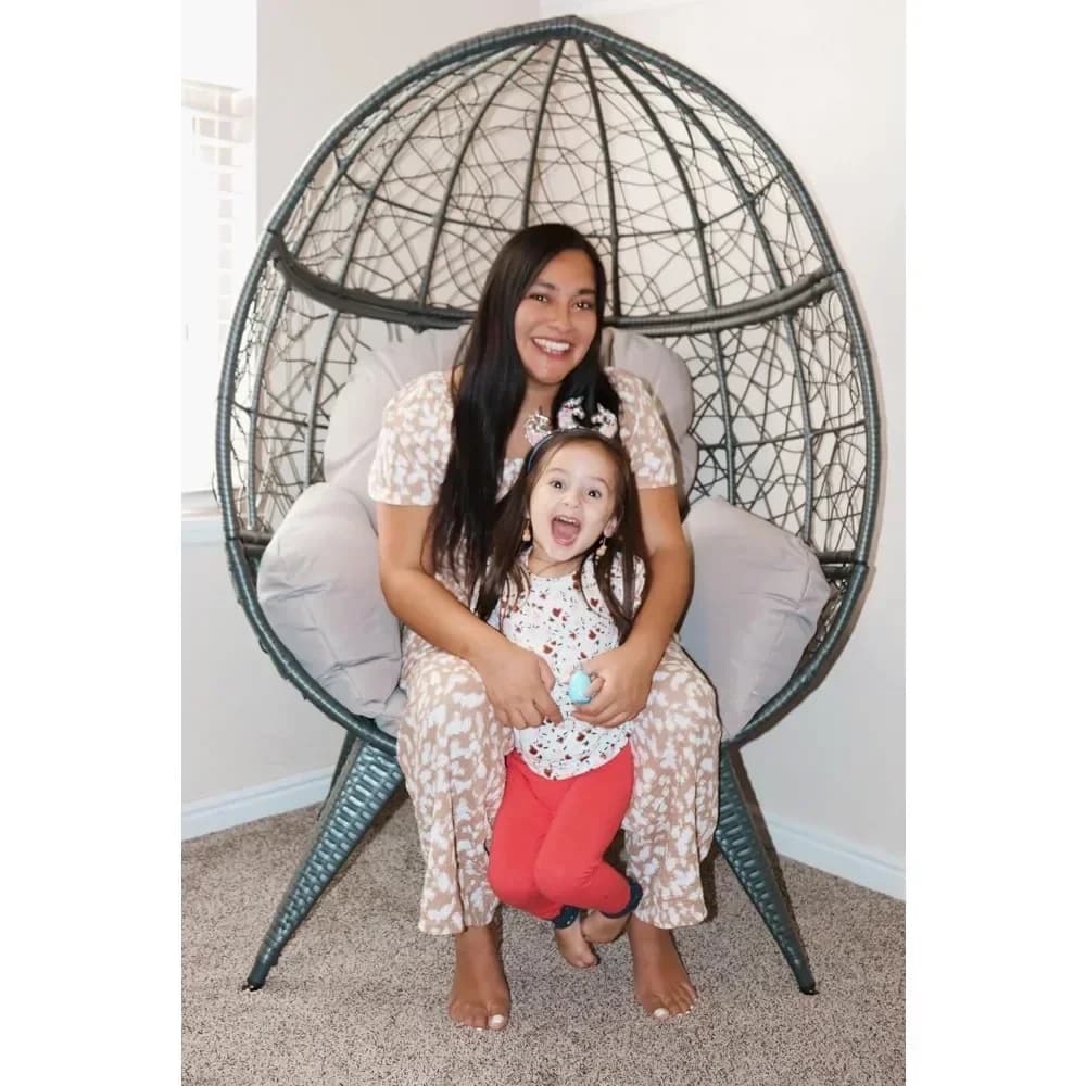Large oversize cot chair for indoors and outdoors in wickers with cushion for support Chair for eggs Capacity 330 pounds per patio, garden
