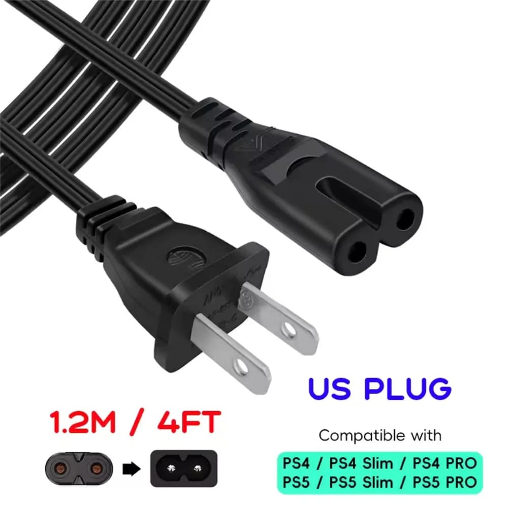 Power Cable for Xbox, PlayStation5 & 4, Works with Xbox, PS5 / Pro / Slim, PS4 / Pro / Slim, US, UK, EU Standard Plug Available