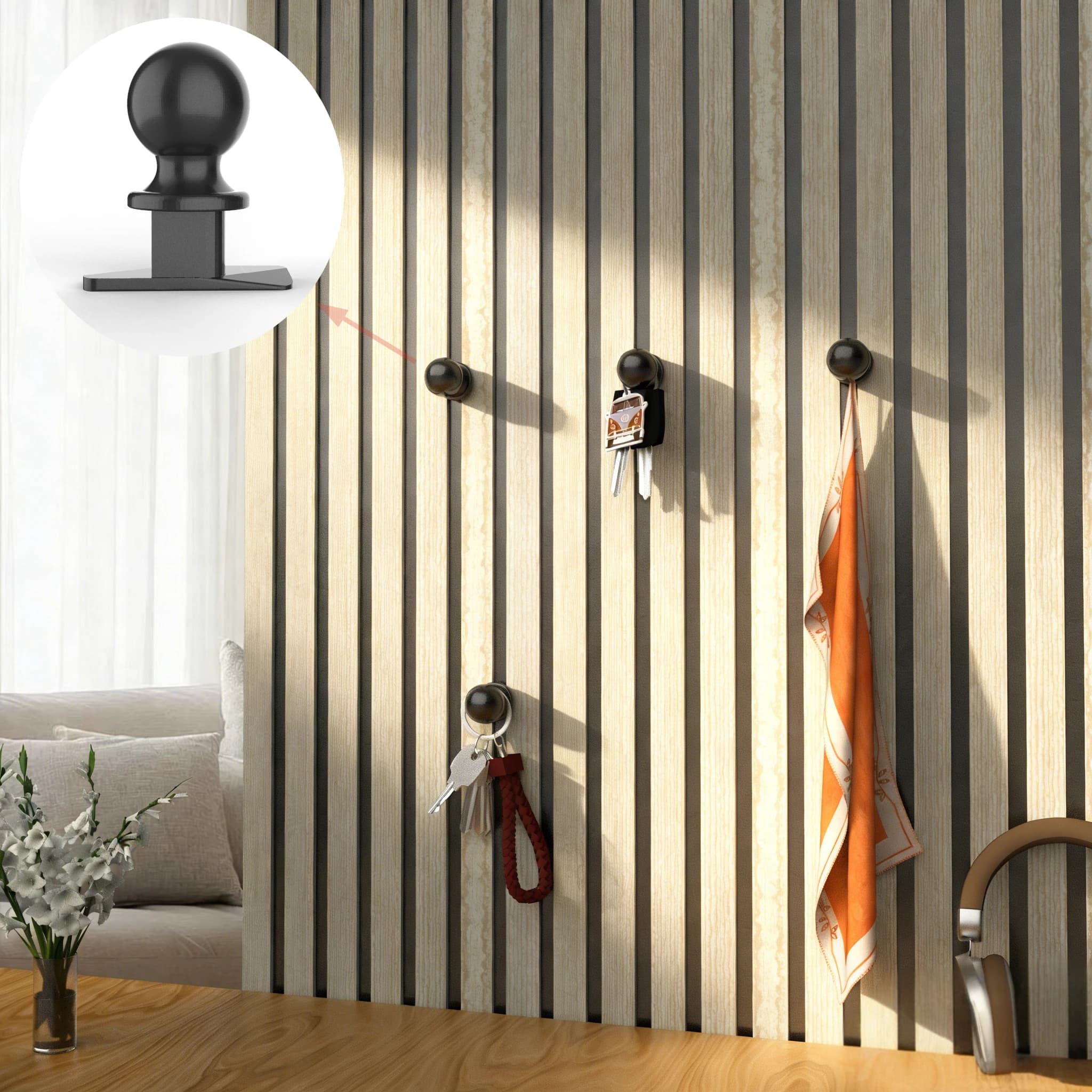 5 semplici ganci per appendere pannelli fonoassorbenti, colori bianco e nero, adatti alla maggior parte dei pannelli fonoassorbenti