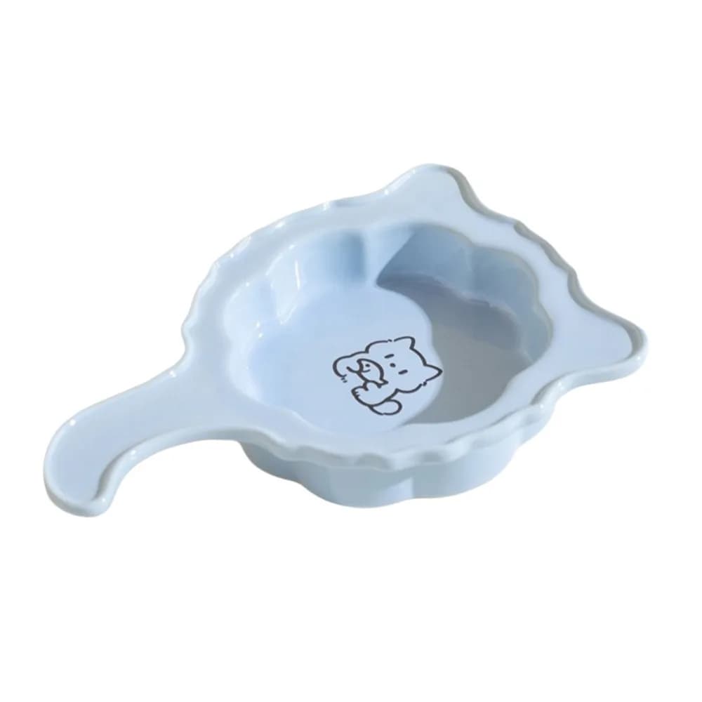 Practical Ceramic Cat Food Water Bowl Anti-knock Wear Resistant Pet Food Bowl with Handle Solid Color Pet Drinking Feeder Indoor