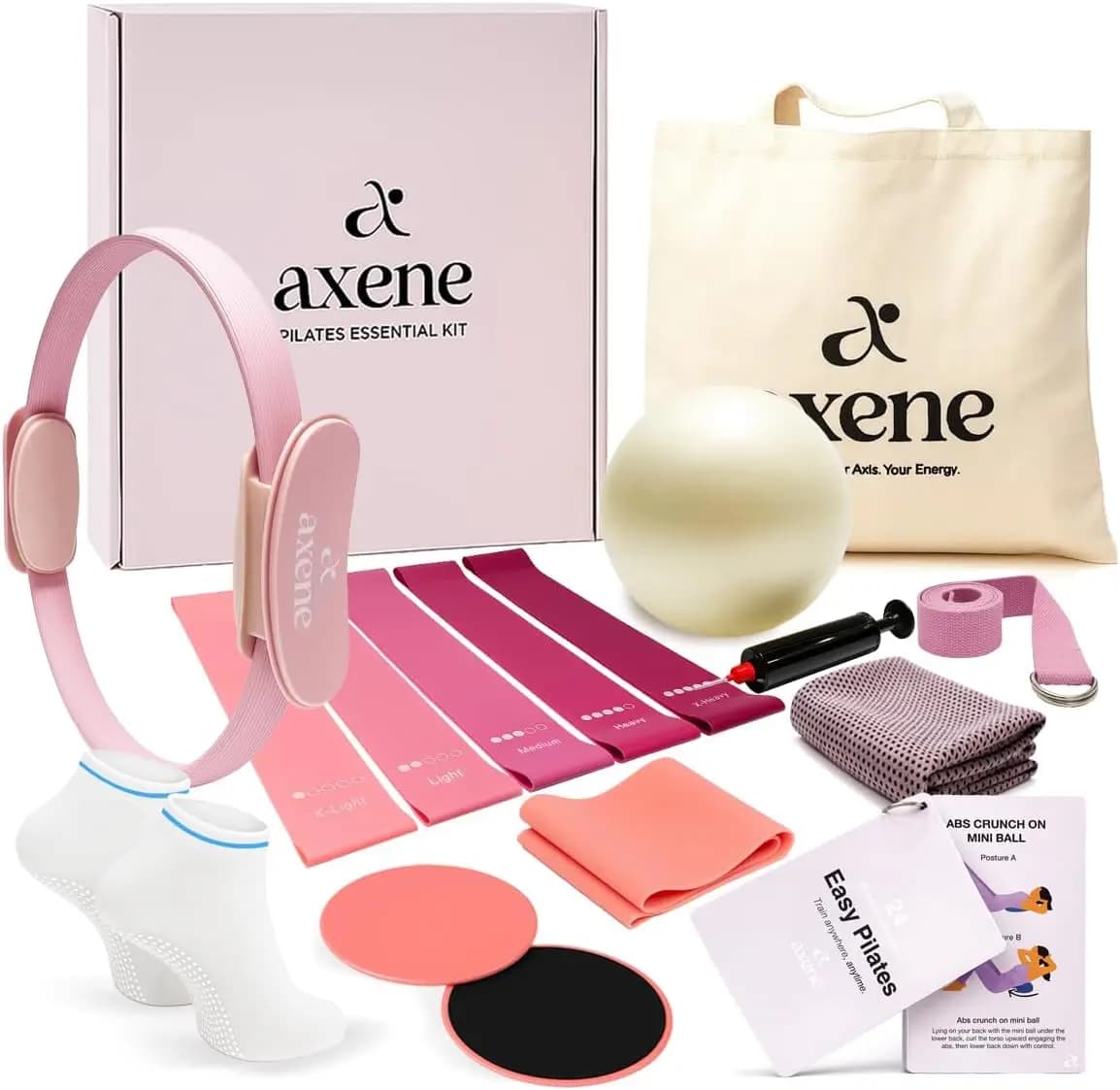Kit Pilates for Home with Ring, Ball and Resistance Bands - Complete Set of Exercises for Women, Includes Guide and Transport Bag