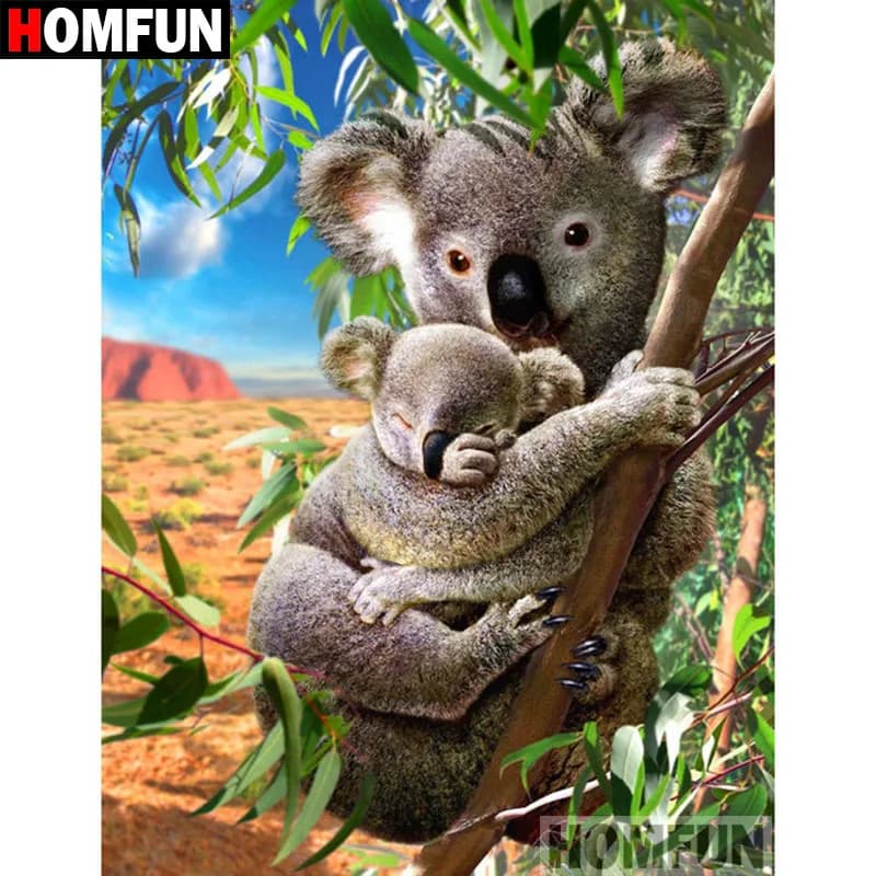 HOMFUN 5D Pittura Diamante FAI DA TE Pieno Quadrato/Rotondo Trapano "Animale koala" 3D Ricamo Punto Croce regalo Complementi A00542