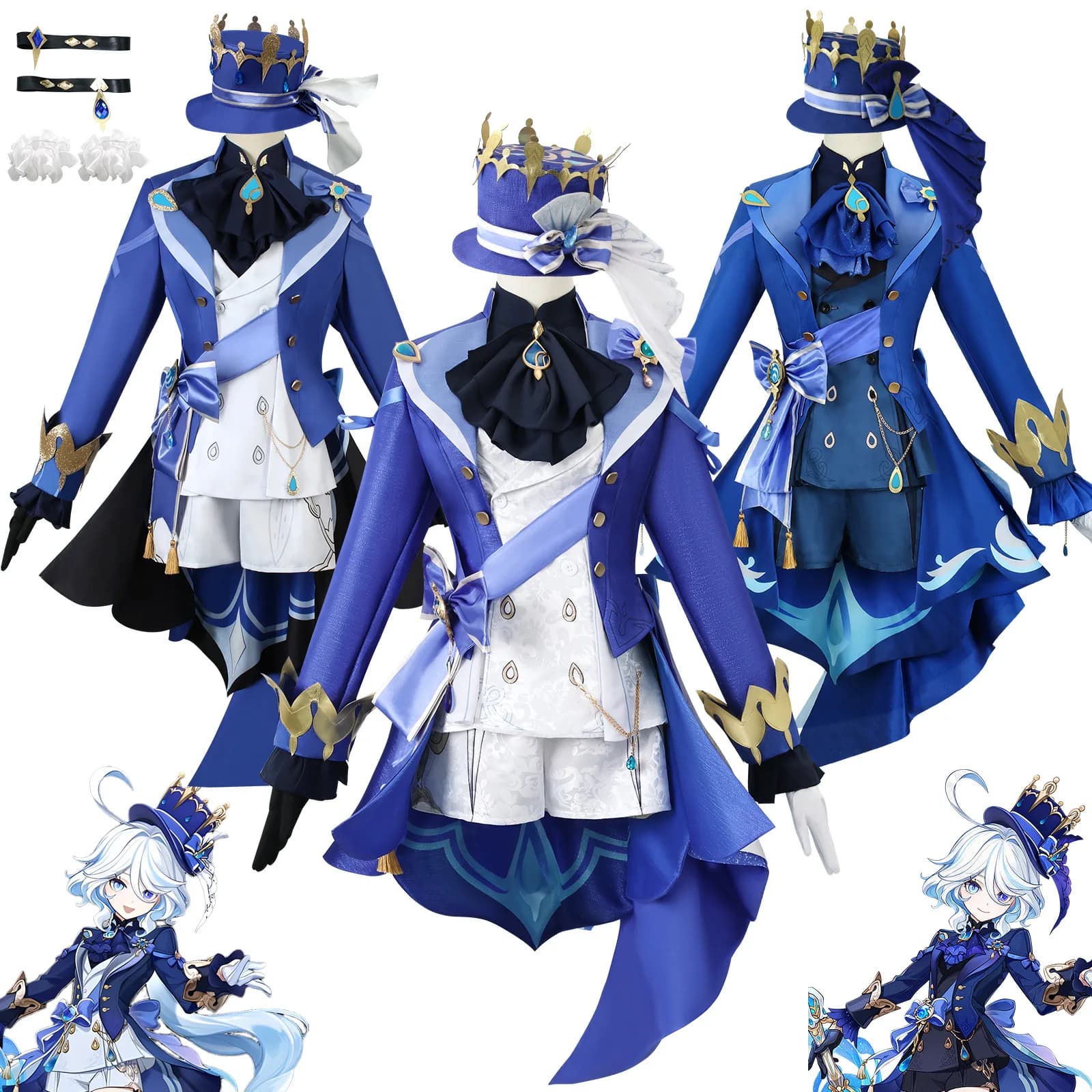 Costume cosplay Water God, costume cosplay Funina, set C-suite, set da donna, stile trendy, adatto per mostre di fumetti di Halloween