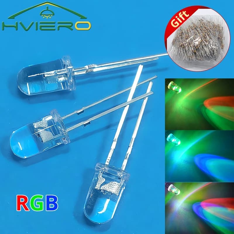 100Pcs F5 5mm Round Light Beads Slow RGB Fast Flash Diode Led Rainbow Multi Color Red Green Blue Emitting Water Clear Lamp
