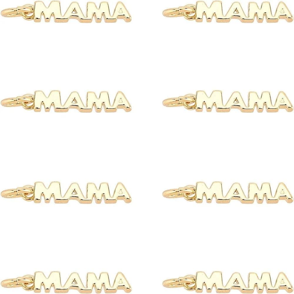 1 scatola di 20 pendenti in ottone con anello di salto Parola di lunga durata MAMA 16,5x3x2 mm Foro: 3 mm Anello di salto: 5x0,8 mm