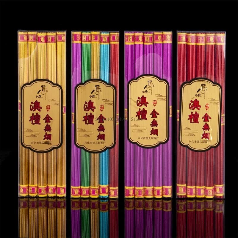Bastoncini di Incenso Naturale in Legno di Sandalo Australiano da 32CM, Cinque Colori, Senza Fumo, per Casa, Interni, Culto, Benedizione Buddha, Aromaterapia