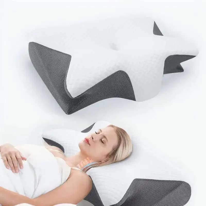 Cuscino Cervicale in Memory Foam a Forma di Farfalla, Ergonomico e Ortopedico per Alleviare il Dolore a Collo e Spalle, per un Sonno Profondo