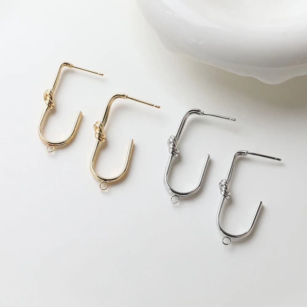 2 pieces delicate U-shaped button earrings for creating handmade brass hand-plated brass jewelry 14k 34 * 13mm accessories