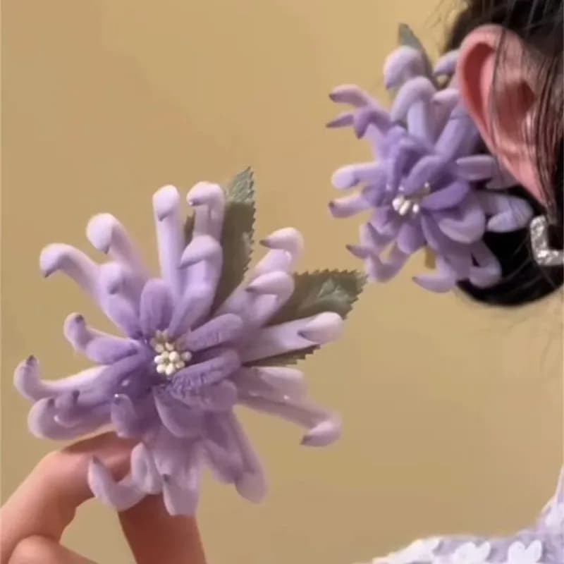 [Oriental Antiquity] Nuova forcina per capelli in velluto con fiore e spirale, di lusso leggero, stile fatato, di nicchia, di alta gamma, squisita, da donna