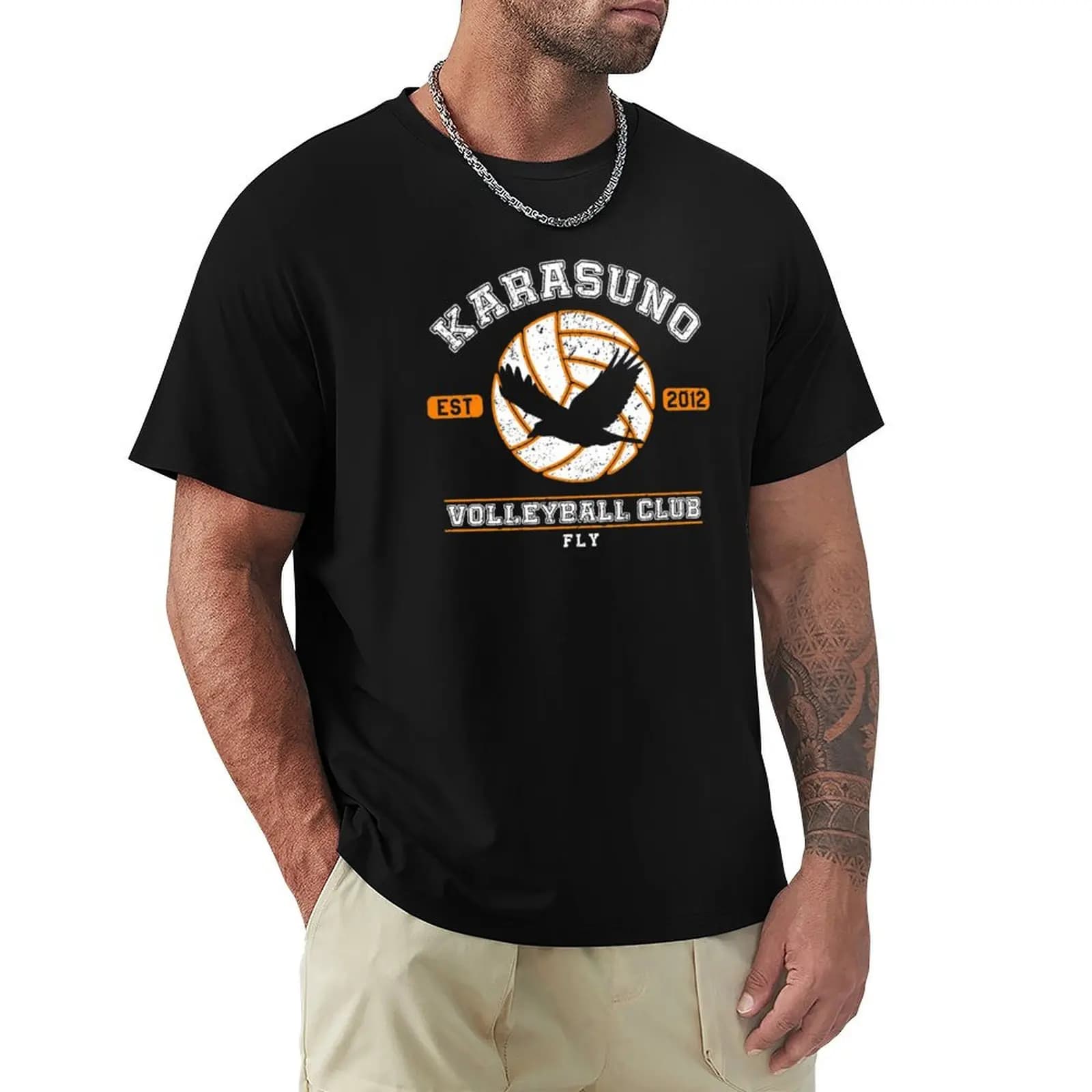 T-shirt della squadra di pallavolo Karasuno High, resistente, adatta per il lavoro