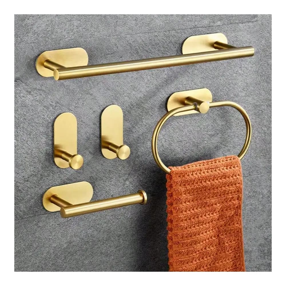 Set da 5 Pezzi in Acciaio Inossidabile per Bagno: Anello Porta Asciugamani, Barra Porta Asciugamani, Gancio Porta Asciugamani, Porta Carta Igienica, Organizzatore da Bagno, per Hotel