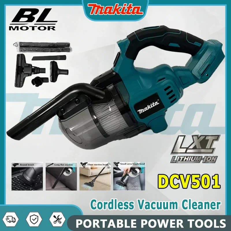 Aspirapolvere Portatile Senza Fili Makita DCV501, Pulitore per Pavimenti Brushless per Casa e Auto, Utensile Elettrico Montabile su Veicoli