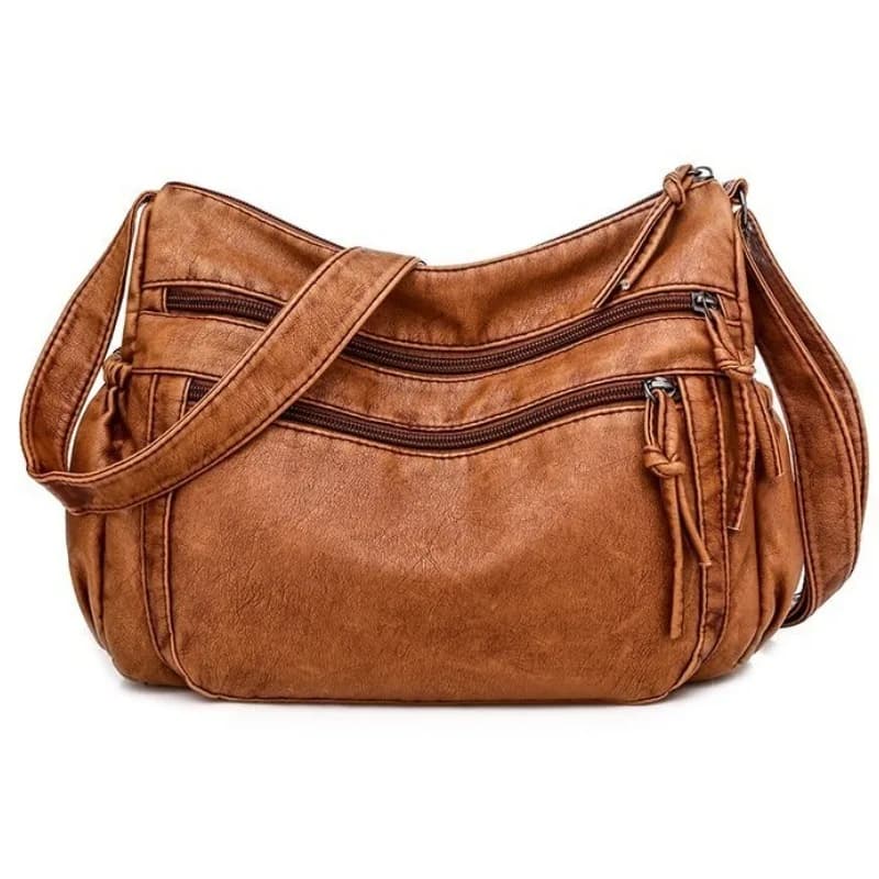 Women's Washed Leather Bag 2024 European and American Retro Shoulder Bag Versatile Large Capacity Shoulder Bag in Soft Leather PU