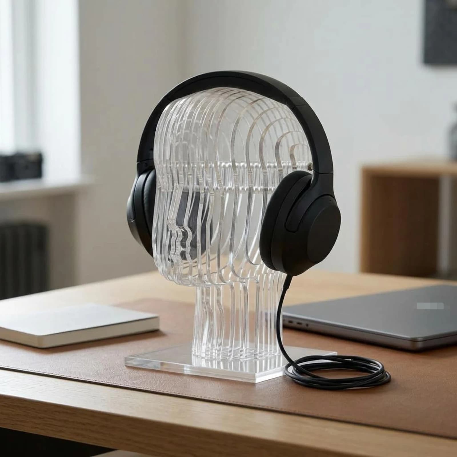 Hollow Head Headphone Rack Modern Minimalist Design Acrylic Headphone Stand Clear Headset Holder Stable Base Display Ornament