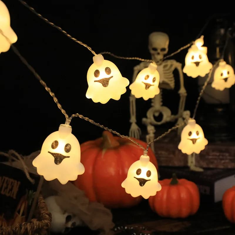 2024 nuove luci della stringa di Halloween luci della stringa del fantasma azionate da attery luci di Halloween carine per interni per decorazioni per feste 676