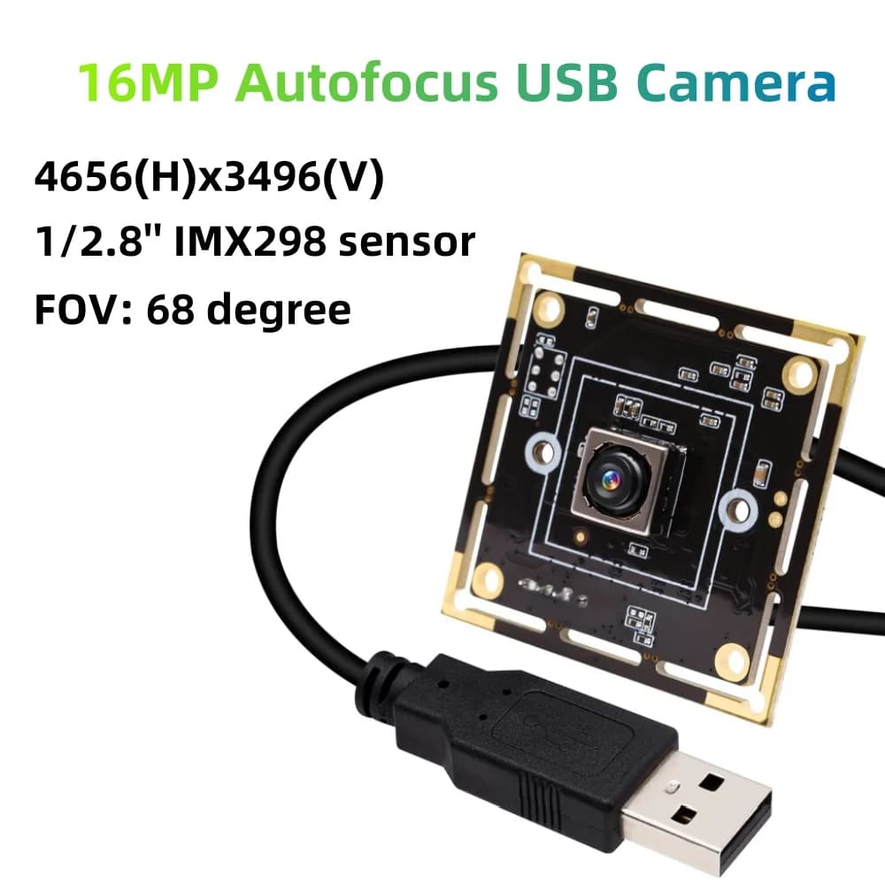 Modulo telecamera USB con messa a fuoco automatica da 16 MP 4656x3496 Sensore IMX298 Webcam 68 gradi Telecamera con obiettivo senza distorsione per visione artificiale industriale