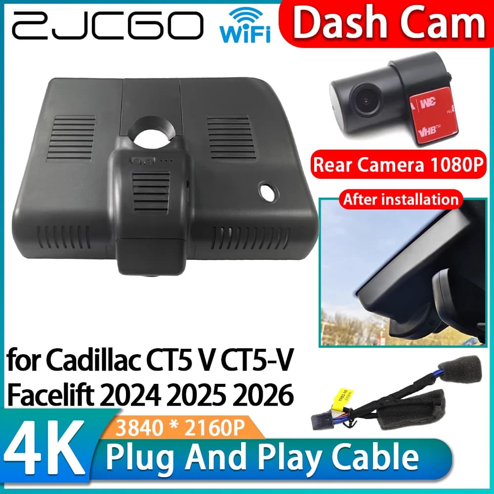 ZJCGO per Cadillac CT5 V CT5-V Facelift 2024 2025 2026, Videoregistratore per Auto 4K 2160P Wifi DVR OEM, Dash Cam con Telecamera Anteriore e Posteriore