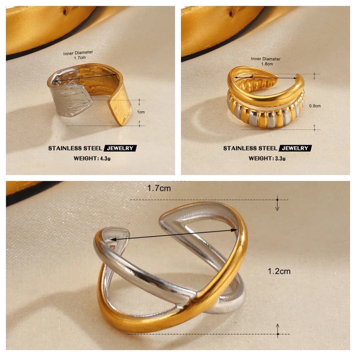 Bohemian Hollow Geometry Ring Plated Stainless Steel Jewelry Opening Adjustable Stainless Steel Rings Women Wedding Gift