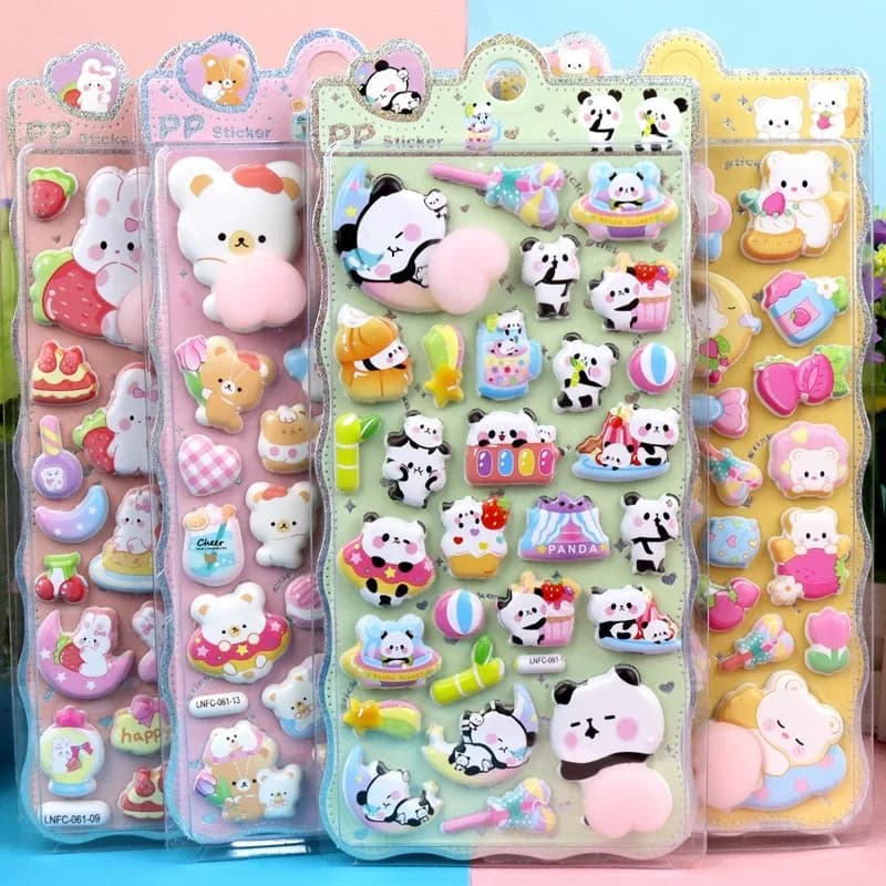 Adesivi 3D Kawaii a Forma di Animali, Decorazioni Fai-da-Te per Scrapbook, Chitarra, Cover per Telefono, Laptop, Regalo per Bambini