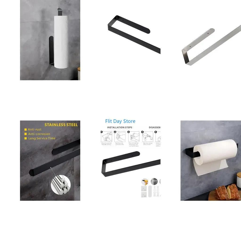 F92C Under Cabinet Toilet Roll Storage Rack Stainless Steel Paper Towel Holder Rustproof Towel Hanger Storage Shelf