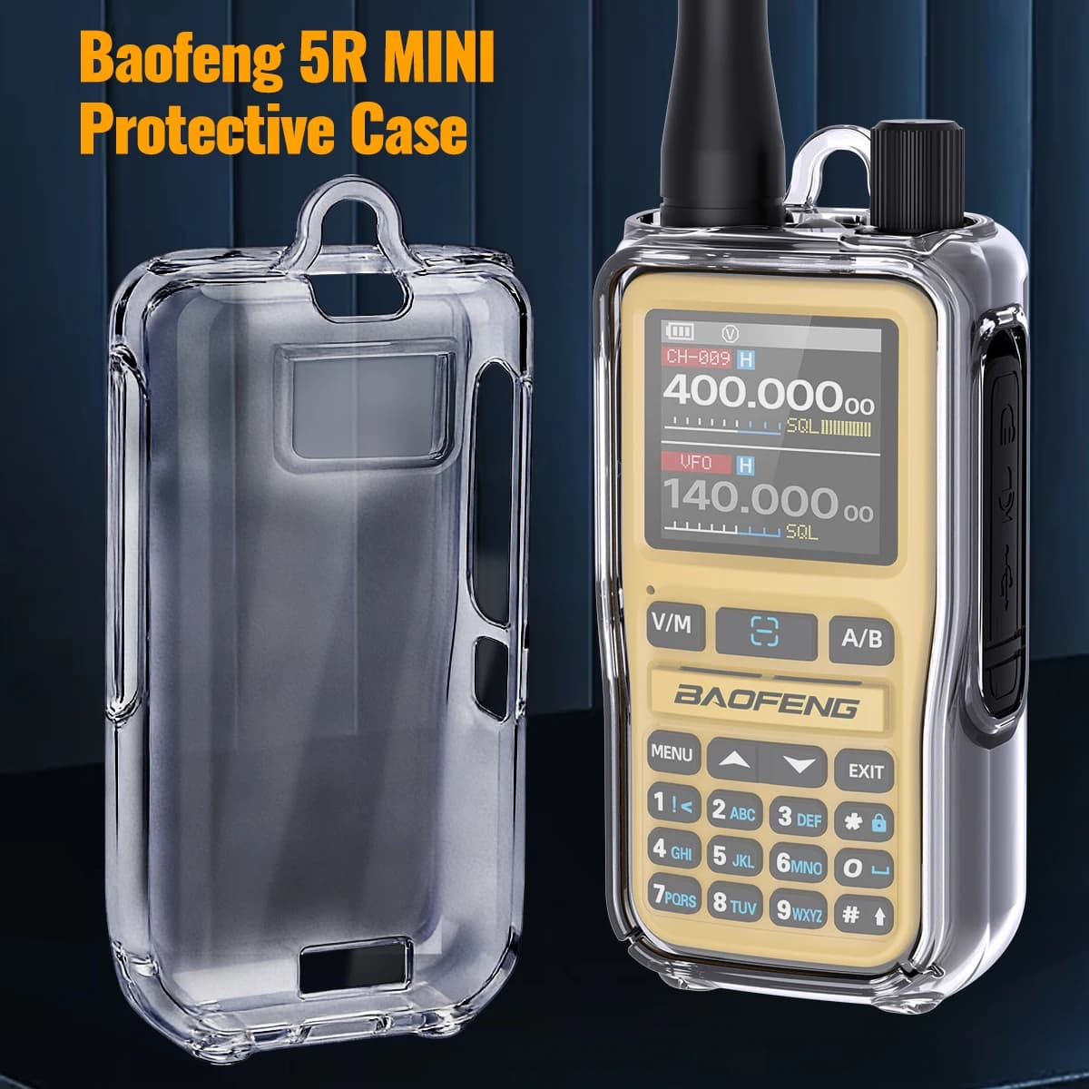 ABBREE Walkie Talkie Custodia protettiva trasparente Cover in TPU trasparente Custodia trasparente anti-caduta per BAOFENG UV-5R Mini radio bidirezionale